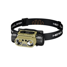 T400 Leistungsstarke, Wiederaufladbare LED-Stirnlampe, Drehbar, Wasserdicht, für Outdoor, Camping, Angeln, Graugrün