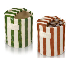 2pcs Ceramic Coffee Mug with Sip Hole, 10oz Retro Hand Painted Striped Espresso Cup