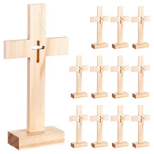 12-Pack Unfinished Wooden Crosses for Crafts, Baptism and Religious Decor