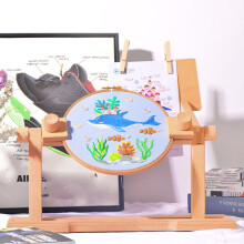 Suporte para Bastidor de Bordado - Suporte de Mesa Ajustável em Madeira para Ponto Cruz com Suporte Giratório para Bastidor, Ideal para Costura e