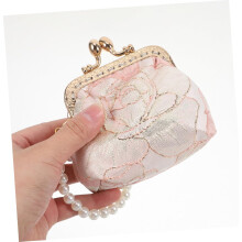 Abendclutch für Damen, Umhängetasche mit Blumenmuster, tragbares Münzportemonnaie mit Perlen