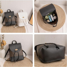 Kleiner schwarzer Damen-Rucksack mit Kordelzug und doppelter Schultertasche für Reisen, Sport und Outdoor-Aktivitäten