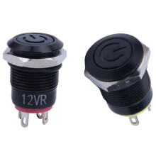 2 Pcs 12V 2A 9.5mm LED Metal Cap Power Momentary Push Button Car DIY Modified, Red & Yellow
