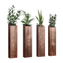 Juego de 1 Set/4 Piezas de Madera para Decorar Plantas y Flores Secas, Decoración de Pared Moderna Bohemia para la Sala de Estar
