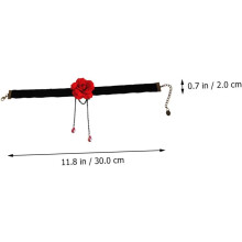 2-teiliges Set aus roter Rosen-Schleifenhalskette für Damen, Samtband-Schlüsselbeinkette, verstellbarer Halsschmuck