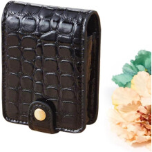 2er-Set elegante Kosmetiktasche aus Kunstfaser mit Lippenstiftetui, Organizer-Tasche und Spiegel, tragbar, aus PU-Alligatorleder, für Reisen, Schwarz