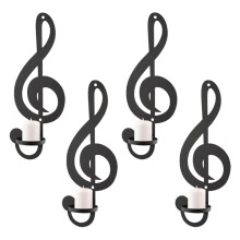 1set/4pcs Wall Mounted Candle Holder, Handmade Metal Note Shape, Candle Display Stand, Home Decoration