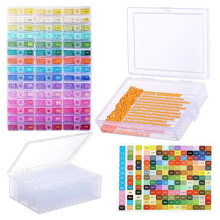 45 Stuks Stapelbare Opbergbakjes voor Diamantschilderijen, 2-in-1 Opbergbakjes met 455 Gekleurde Etiketten en Stickers