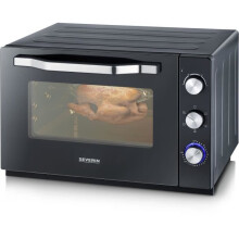 Vier posierbare XXL Umluft SEVERIN - 60 L - 2 200 W - Drehspieß und Pizzastein - Schwarz/Edelstahl