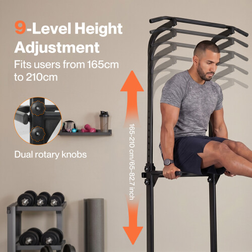 Centra Pull Up Station, 9-Height Adjustable, 150kg Carbon Steel, Black 1