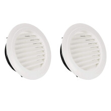 2X 8 Inch Round Air Vent ABS Louver Grille Cover White Soffit Vent with Built-in Fly Screen Mesh for Bathroom