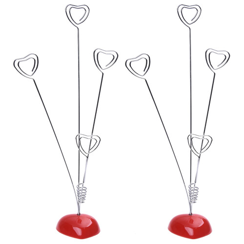 2X Heart-Based 4 Standing-Heart Wire Holders Photo Card Note Memo Clips Tree 1