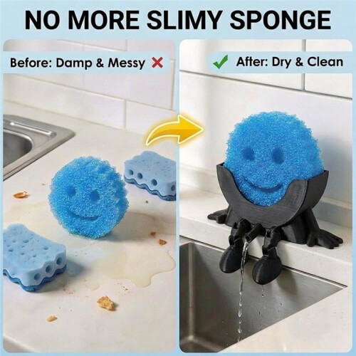2 Pack Cute Sponge Holder with Drainage - Funny Sponge Stand for Kitchen Sink - Kitchen Gadgets Accessories 2