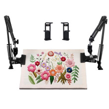 2 Pcs Adjustable Hand Embroidery Hoop Stand, 360 Rotatable, Hoop/Phone Holder Hands Free, Needle Point Hoop Stand