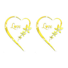 Heart-Shaped Mirror Stickers, Self-Adhesive Acrylic Mirror Stickers Art Murals, DIY Wall Art Home Decoration Gold