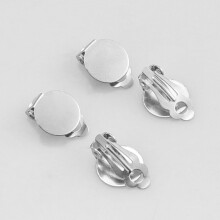 20 Stück Edelstahl-Ohrclip-Basistabletts 12 mm für DIY-Schmuckherstellung, Ohrringfassungstablett, Metall-Ohrringhalter