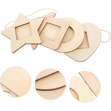 2 Sets unbehandelte herzförmige Holz-Fotorahmen für Valentinstag-DIY-Dekoration
