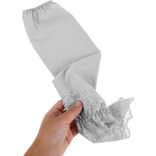 1 Paar Damen-Armstulpen mit Spitzenbesatz aus Eisseide, lang, kühlend und mit Sonnenschutz, fingerlos, UV-Schutz