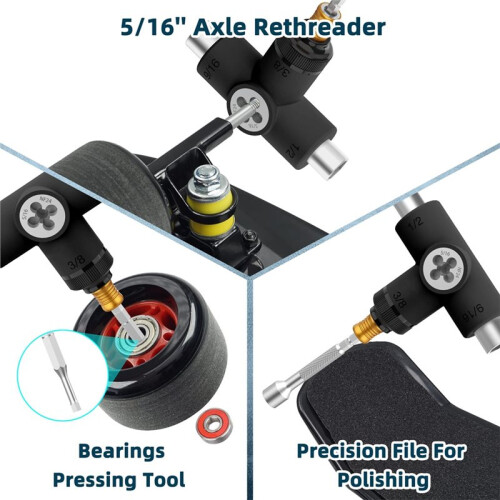 Multifunctional Skate Tools Multi-Function Portable Skateboard T Tool Accessory with T-Type Allen Key 1