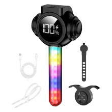 Bike Tail Light,LCD Screen Bicycle Taillight Intelligent Brake Sensing Rear Bike Light with RGB Flowing Lights