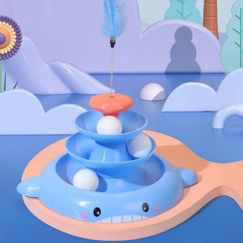 Interaktiver Katzenballturm 3 Ebenen