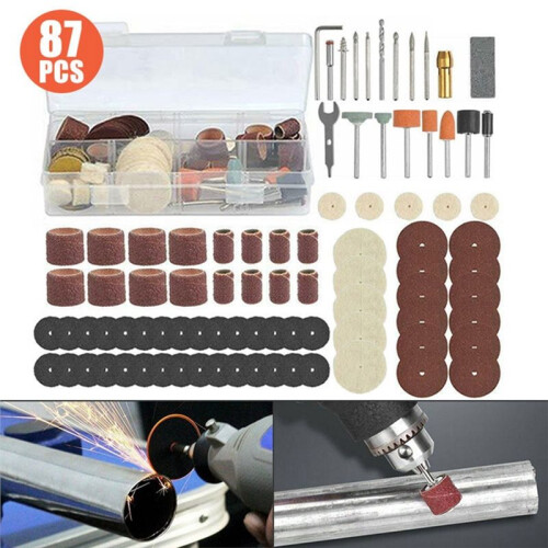 87Pcs  Drill Accessories Kit Abrasive Rotary Tool Bits Blades Discs Set for  Sanding Cutting Grinding 1