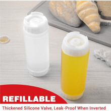 Conjunto de 2 Frascos de 591ml (20oz) Recarregáveis com Bico Apertado, Ideais para Molhos e Ketchup