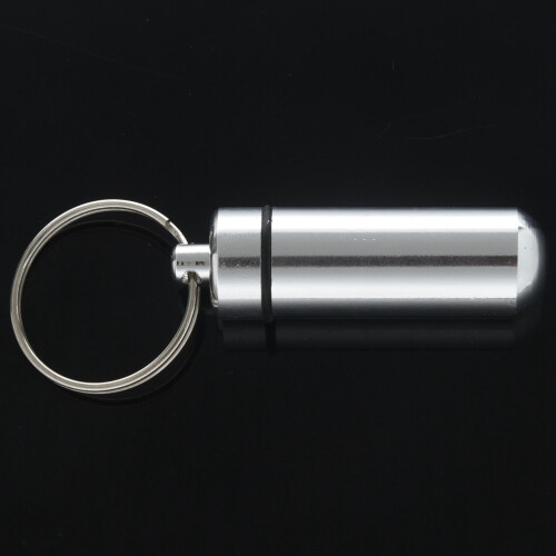 Silver Pill Medicine Box Case Holder Container Capsule Bottle Keyring Keychain 1