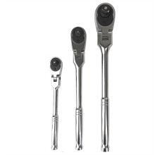Jogo de Catracas com Cabeça Flexível de 3 Peças, Encaixes de 1/4", 3/8" e 1/2", 72 Dentes com Design Reversível de Liberação Rápida
