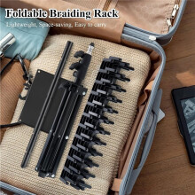 Braiding Rack with Tray, 144 Pegs Height Adjustable, 2-Side Hair Extension Holder, Hair Stand with Stylist Tools Black
