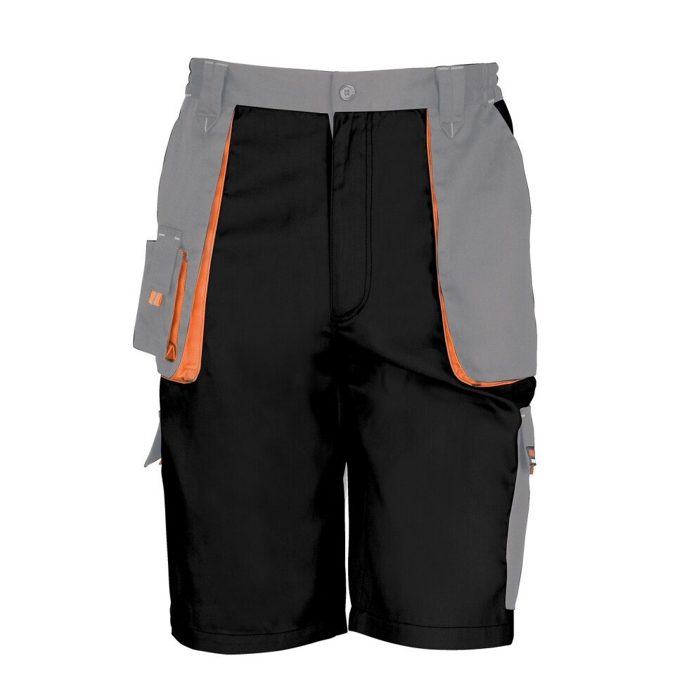 (L, Black / Grey / Orange) Result Unisex Work-Guard Lite Workwear Shorts (Breathable And Windproof)