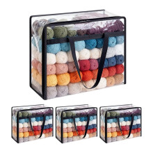 4 Packs Yarn Storage Bags,18x15x9 Inches Large Yarn Bag with Dual Zippers & Handle,Clear Yarn Storage Organizer