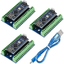 3 X Soldered Module, CH340 Chip for , with Micro USB Cable and 3 X Terminal Adapter Shield Expansion Board