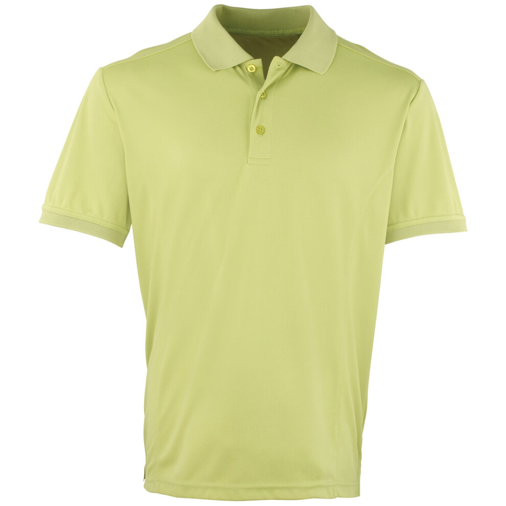 Premier (L, Lime) Mens Coolchecker Pique Short-Sleeved Polo Shirt