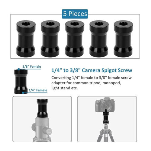 24 Pcs Camera Tripod Adapter, 1/4 to 3/8 Threaded Converter Tripod Thread Adapter for DSLR Camera, Quick Release Plate 1
