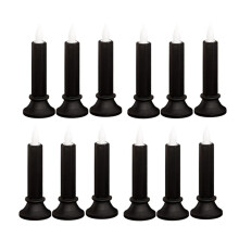 12PCS Svarta Flamfria Ljusstakar, LED-Ljusstakar Batteridrivna för Fest Halloween Dekoration Stor