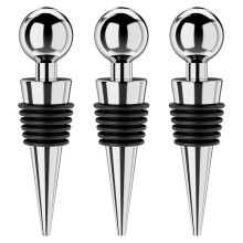 Set di 3 Tappi per Vino Sottovuoto con Silicone, A Prova di Perdite e per Mantenere La Freschezza, Adatti per Bottiglie di Vino Standard (Argento)