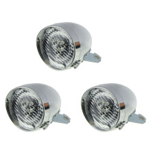 3X Retro Bicycle Bike Accessory Front Light Bracket Vintage 3LED Headlight (Silver)