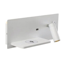 Modern LED Bedside Wall Lamp with Wireless Charger & USB Port Bedroom Reading Light Night Light Sconce with Right