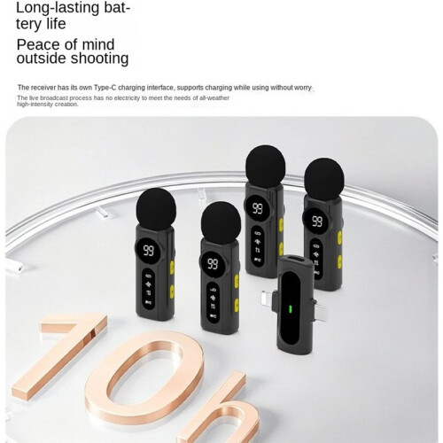 Microfone Lavalier Sem Fio com 4 Microfones Receptor com Cancelamento de Ruído, Microfone  Portátil para Gravação de Áudio e Vídeo 1