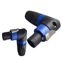 2 Conectores XLR de 4 Pinos em Formato de L, Conector de 90 Graus, Ohm para Alto-Falante de Áudio, Adaptador Powercon para LED e Amplificador