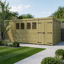 17 x 9 Pent Shed Tanalised (Double Door, With Windows)