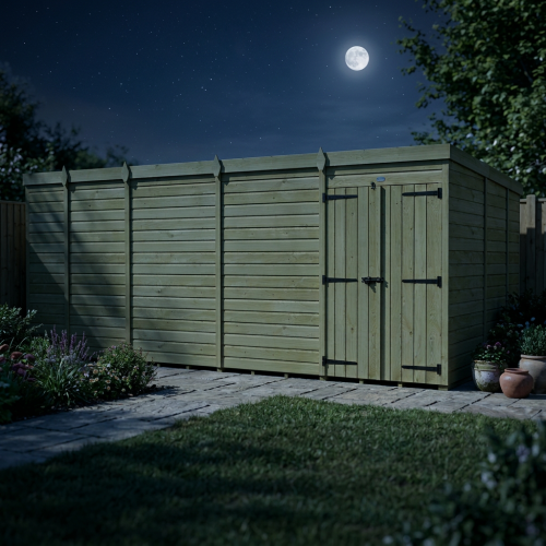 17 x 9 Pent Shed Tanalised (Double Door, No Windows) 2