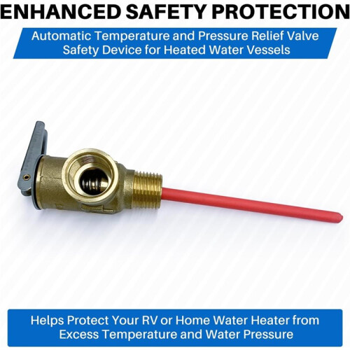 3/4" NPT Threaded DN20 Internal and External Thread Temperature Relief Valve, Suitable for Water Heaters and Water Tanks 1