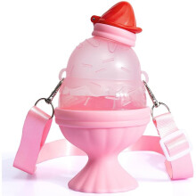 Kids Water Bottle with Straw, Ice Cream Water Bottle with Shoulder Strap for School or Travel, Gifts for Girls