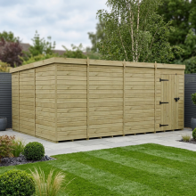 15 x 10 Pent Shed Tanalised (Single Door, No Windows)