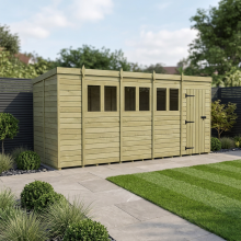 18 x 6 Pent Shed Tanalised (Single Door, With Windows)