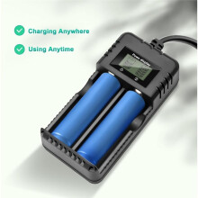 Battery Charger LCD Display, 2 Slot Li-Ion Battery Charger,for 3.7V 26650/18650/14500/16340 Li-Ion Batteries Eu Plug