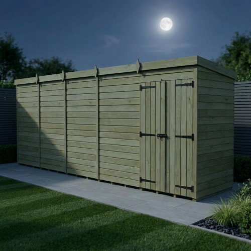 20 x 4 Pent Shed Tanalised (Double Door, No Windows) 2