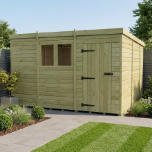 11 x 10 Pent Shed Tanalised (Single Door, With Windows)